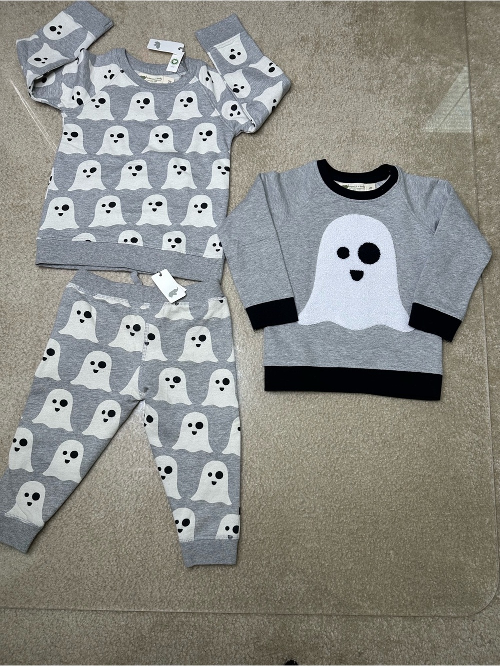 MONICA + ANDY 3 PIECE GHOST PULLOVER SWEATER JOGGER SET SZ 2T